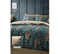 Catherine Lansfield Tropic Tiger Leaf Duvet Cover Set Green