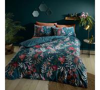 Catherine Lansfield Bedding Tropical Floral Birds Double Duvet Cover Set with Pillowcases Green