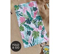 Catherine Lansfield Tropical Palms Beach Towel in a Bag Green