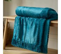 Catherine Lansfield Throw Velvet & Faux Fur 150 x 200 cm Teal