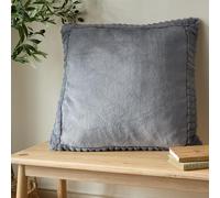 Catherine Lansfield Velvet And Faux Fur Filled Cushion 55x55cm Charcoal