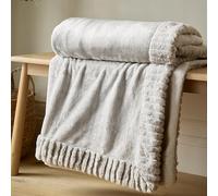 Catherine Lansfield Velvet And Faux Fur Throw150X200 Natural