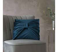 Catherine Lansfield Velvet Bow 43X43 cm Filled Cushion Teal