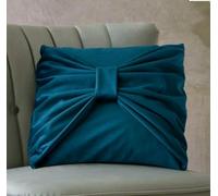 Catherine Lansfield Velvet Bow 43X43Cm Cushion Cover Teal | Soft Velvet Bow Design, Decorative Cushion Cover, Teal