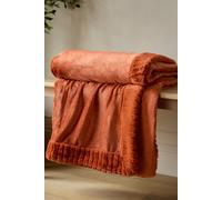 Catherine Lansfield Velvet and Faux Fur 150x200cm Blanket Throw Burnt Orange