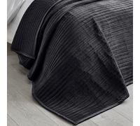 Catherine Lansfield Velvet Pinsonic Bedspread 220x220cm Black