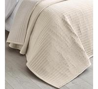 Catherine Lansfield Velvet Pinsonic Quilted 220x220cm Bedspread Natural