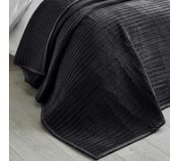 Catherine Lansfield Velvet Pinsonic Quilted Bedspread Black - 220 x 220 cm - Black