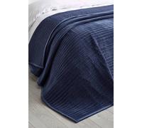 Catherine Lansfield Velvet Pinsonic Quilted Bedspread Navy Blue - 220 x 220 cm - Navy Blue