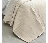 Catherine Lansfield Velvet Pinsonic Quilted Bedspread Natural - 220 x 220 cm - Natural