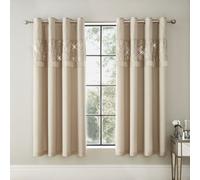 Catherine Lansfield Velvet Sparkle Sequin Embellished Lined Eyelet Curtains, Champagne, 66 x 72 Inch