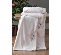 Catherine Lansfield 'vintage Christmas Santa' Cosy Fleece Blanket Throw In Pink Pink 130cm x 170cm