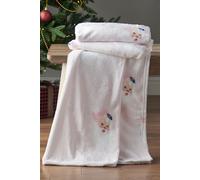 Catherine Lansfield Vintage Christmas Santa Cosy Fleece 130x170cm Blanket Throw Pink