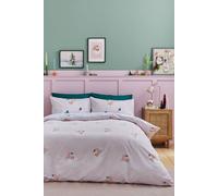 'Vintage Christmas Santa' Reversible Duvet Cover Set Catherine Lansfield Pink Single