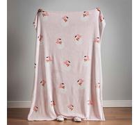 Catherine Lansfield Vintage Christmas Santa So Soft Cosy Fleece Throw Pink