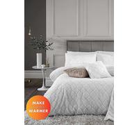Catherine Lansfield Bedding Cosy Diamond Faux Fur Duvet Cover Set With Pillowcase White