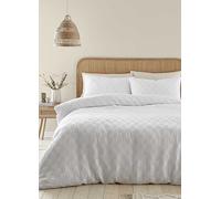 Catherine Lansfield White Waffle Checkerboard Duvet Cover Set White