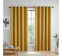 Catherine Lansfield Wilson Blackout Thermal 229x229cm Curtains Two Panels Yellow