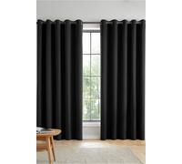 Catherine Lansfield Wilson Velvet Blackout Thermal 90x90 Inch Eyelet Curtains Two Panels Black