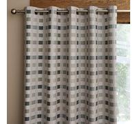Catherine Lansfield Wilson Check Blackout Thermal 66x72 Inch Eyelet Curtains Two Panels Green