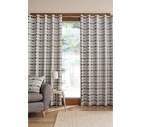 Catherine Lansfield Wilson Check Blackout Thermal 90x90 Inch Eyelet Curtains Two Panels Natural