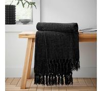 Catherine Lansfield 'Wilson Plain Chenille' Blanket Throw in Black | Size: 130 cm x 170 cm Catherine Lansfield Black 130 cm x 170 cm