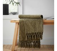 Catherine Lansfield Wilson Plain Chenille 130X170Cm Blanket Throw Olive Green