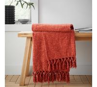 Catherine Lansfield Wilson Plain Chenille 130X170Cm Blanket Throw Terracotta