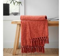 Catherine Lansfield Wilson Plain Chenille 130x170cm Blanket Throw Terracotta