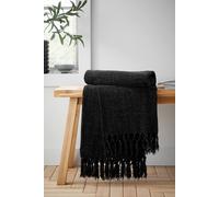Catherine Lansfield Wilson Plain Chenille 130x170cm Blanket Throw Black