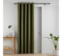 Catherine Lansfield Wilson Velvet Blackout Thermal 46x84 Inch Eyelet Door Panel Olive Green