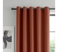 Catherine Lansfield Wilson Velvet Blackout Thermal 66x72 Inch Eyelet Curtains Two Panels Terracotta
