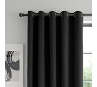 Catherine Lansfield Wilson Velvet Blackout Thermal 90x90 Inch Eyelet Curtains Two Panels Black