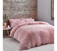 Catherine Lansfield Winter Cosy Cuddly Faux Fur Duvet Cover Bedding Set Blush