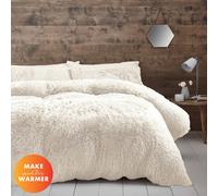 Catherine Lansfield Winter Cosy Cuddly Faux Fur Duvet Cover Bedding Set Cream