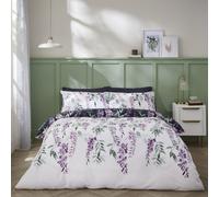Catherine Lansfield Bedding Wisteria Single Duvet Cover Set with Pillowcase White/Navy