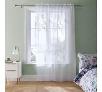 Catherine Lansfield Living Wisteria Floral 55x90 Inch Slot Top Curtain Panel White