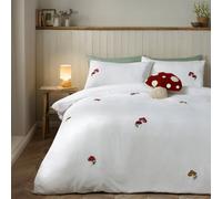 Catherine Lansfield Woodland Crochet Embroidered Double Duvet Cover Set With Pillowcases White