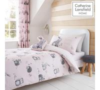 Catherine Lansfield Woodland Friends Easy Care Double Duvet Set Pink