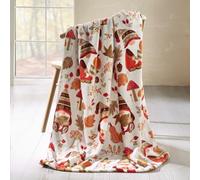 Catherine Lansfield Woodland Gonks Cosy Fleece 130x170cm Blanket Throw Natural