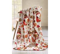 Catherine Lansfield Woodland Gonks Cosy Fleece 130x170cm Blanket Throw Natural