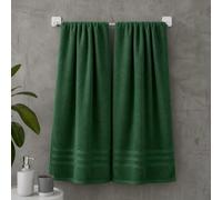 Catherine Lansfield Zero Twist Cotton 90x140cm Bath Sheet Pair Dark Green