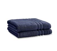 Catherine Lansfield Bath Sheet Pair 'Zero Twist' Cotton 90x140 cm Navy