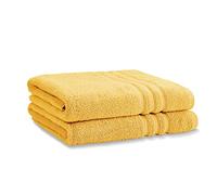 Catherine Lansfield Zero Twist Cotton 90x140cm Bath Sheet Pair Ochre