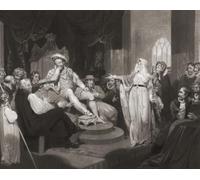 Catherine of Aragon pleading her own case before King Henry VIII. After an 18th century print by William Ward after the painting by Richard Westall. Poster Print by Ken Welsh (17 x 13)