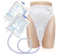 Catheter for Men, Urine Collection Bag for Elderly Men Male Age 80, Reusable Portable Silicone Urinal with 2 Bags (White-Elderly Men)