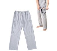 Catheter Leg Bag Trousers, Urine Bag Holder Pants, Incontinence Care Trousers, Nephrostomy Bags Pants for Cystostomy, Ostomy Support with Dual Pockets, Unisex (Grey,L)
