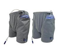 Catheter Underwear for Men - 2 Pack Catheter Pants with Drainage Pockets, Ostomy Underwear for Post-Surgery Patients (Black Stripe L + Gray L)