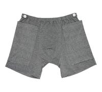 Catheter Underwear for Men with Elastic Dark Grey Striped Catheter Pants with 2 Pocket & Button Fixer Polyester Incontinence Pants for Elderly, Abdominal Surgery, No Urine Bag, L