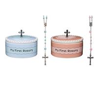 Catholic Baptism Gift Set of My First Blue and Pink Rosaries with Matching Keepsake Boxes, Baby Baptism Gifts for Girl or Baptism Gifts for Boys - Unique Rosary Beads